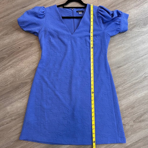 Tommy Hilfiger Womens 12 Cobalt Blue Floral Jacquard Puff Sleeve Sheath Dress - Picture 8 of 8